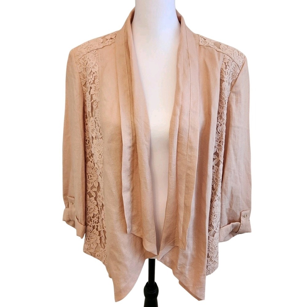 Chicos Women's Cardigan Draped Lace Detail Chicos‎ Size 2 Size 12 US